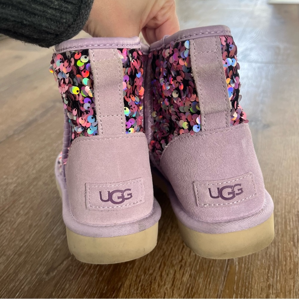 UGG Classic Mini Stellar Sequin Boots, Lilac Frost - Picture 3 of 6